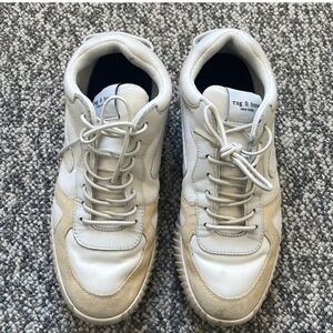 Rag & Bone White and Tan Retro Sneakers with Suede and Leather